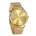 Produktbild JewelryWe Herren Armbanduhr, Elegant 30M Wasserdicht Analog Quarz Uhr Modisch Zeitloses Design mit Edelstahl Mesh Armband Gold Vatertagsgeschenk