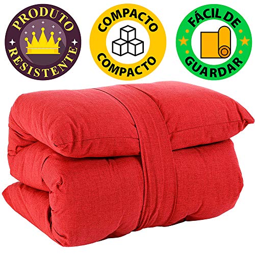 Futon Colchonete Dobrável De Espuma Solteiro Vermelho