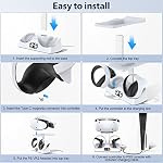 Controller Charging Dock for PS5 VR2, PSVR 2 Charging Station with VR Headset Holder Display Stand, PS VR2 Controller Charger for PSVR2 Accessories with Led Indicator, 2 Magnetic Clasp & Type-C Cable