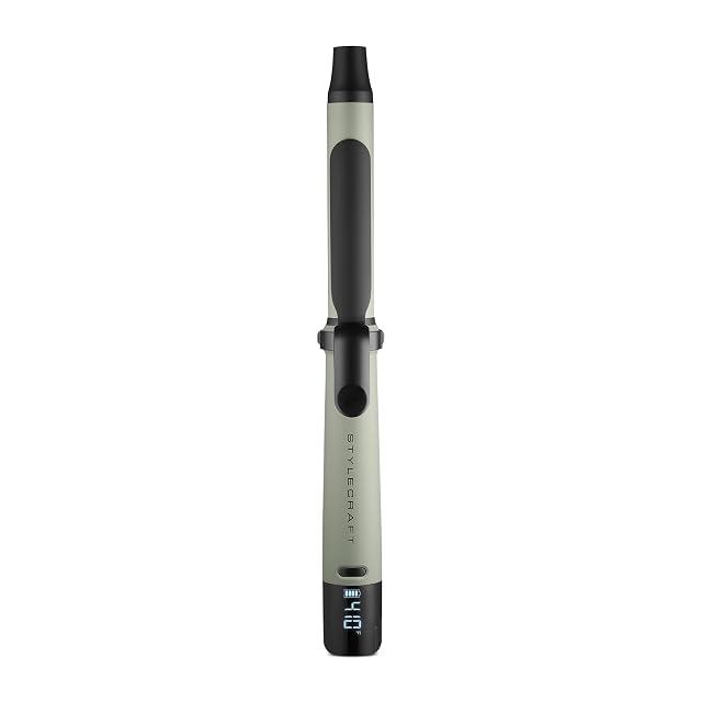 Stylecraft Sage Collection Cordless Curling Iron 1 Tourmaline and Nano-Silver-Coated Ceramic Barrel With Removable Clamp for Curls and