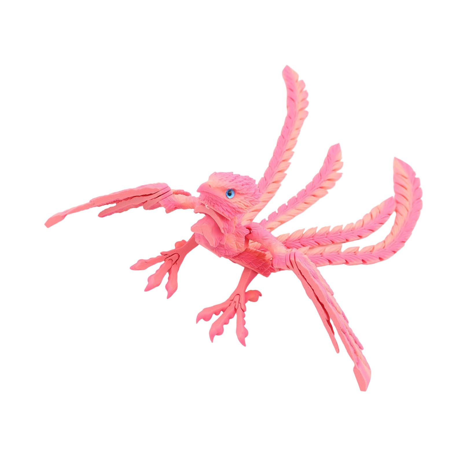 NVOQILIN Fantasy Bird Statue with Poseable Articulated Joints, 3D Printed Miniature Desktop Decoration Articulated Phoenixes Figurine