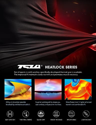 TSLA Men's Thermal Long Sleeve Compression Shirts, Mock/Turtleneck Winter Sports Running Base Layer Top, Heatlock Face Cover Black, Medium