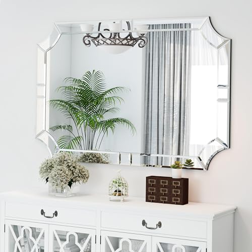 Chende 32"x47" Large Mirror for Wall, Modern Decorative Mirror with Beveled Glass Frame, Rectangle Wall Decor for Living Room, Bedroom, Entryway, Kitchen, Bathroom, Fireplace, Salon 47"L x 3