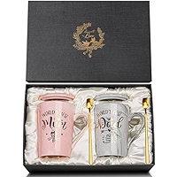 Biching Boss Lady Cadeaus voor Vrouwen Vrienden Collega's - Verjaardagscadeaus Set voor Vrouwelijke Leider - Boss Lady Cadeaus voor Vrouw - 395 ml Roze Marmeren Keramische Koffiemok, met Wenskaart