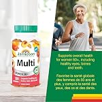 Jamieson Multivitamin Gummies for Women 50+ Peach-Mango, Supports Immune Health, Eye Support, Healthy Hair, Skin, Nails, Energy Production, Vegetarian, Non-GMO, No Gluten, No Lactose, No Artificial Colours or Flavours, 130 Count