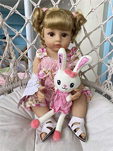 Zero Pam Reborn Baby Dolls Silicone Full Body 22 Inch Realistic Reborn Toddler Girl Washable Handmade Princess Anatomically Correct Newborn Baby Girl (Blonde Hair) Birthday Gift #TOP2