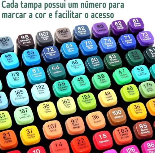 Genérico Caneta Marcador 120 Cores Ponta Dupla Estudante Artista Profissional Conjunto Aquarela Tint