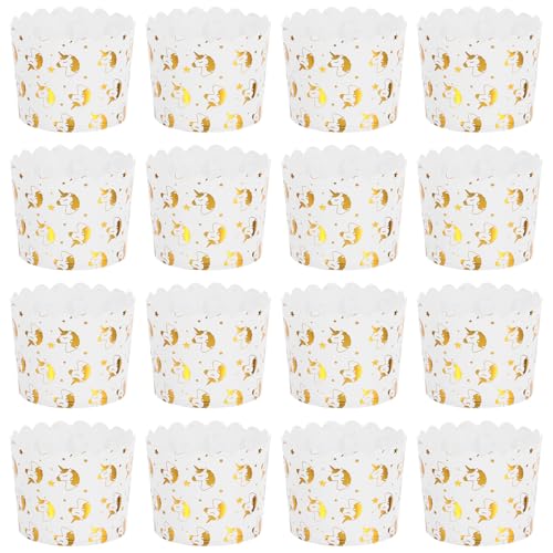 Alipis Tazas para Hornear Desechables de Papel Diseño de Unicornio y Estampado en Dorado 50 Unidades Tamaño Estándar Ideales para Postres Fiestas Infantiles y Reuniones Familiares