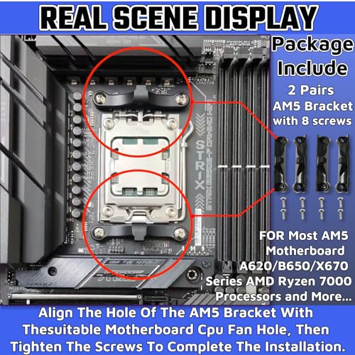 CPU AM5 Bracket 4PCS,AM5 CPU Bracket Desktop Computer AMD Cooler Fan Brackets for AM5/AM4 Motherboard with Screws Cooler Stand Steel Backplate Protection Fan Fixer