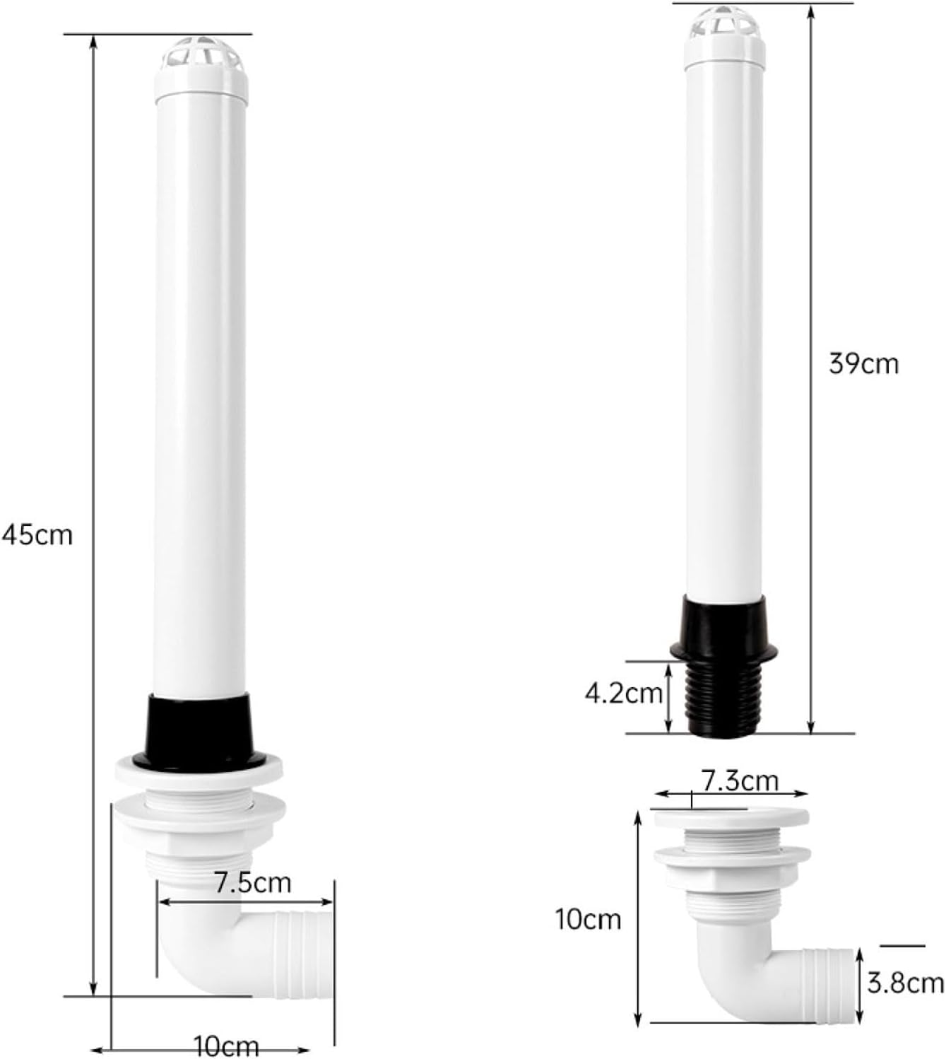 Drain Tube for Fish Boxes, Overflow Pipe for Boats, for 1-1/2" Threaded Drains Installation Parts