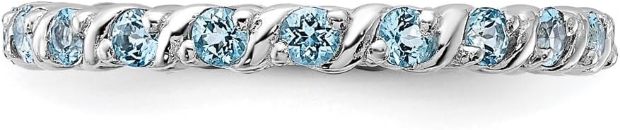 925 Sterling Silver Stackable Expressions Blue Topaz Ring Size 5 to 10