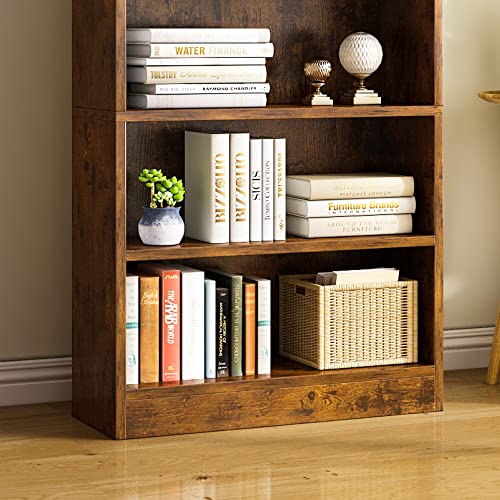 Min Win 5-Tier Open Bookcase And Bookshelf, 47.24" Tall Shelf Wood Bookcase With Storage Rack Shelf,Standing Display Shelf Units For Home Office, Living Room, Entryway, Kitchen-Antique #TOP5