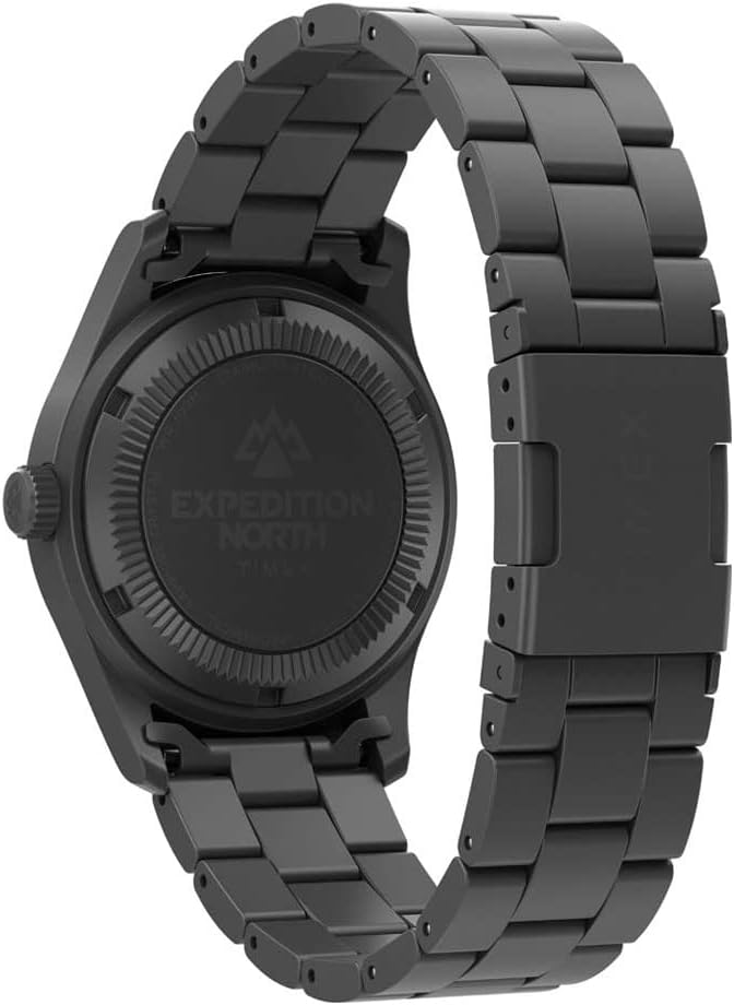 Timex Men's Expedition North Field Post Mechanical 38mm Watch – Black Dial Stainless Steel Case with Black Stainless Steel Bracelet