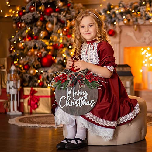 Khoyime Merry Christmas Welcome Wreath Welcome Sign For Front Door Christmas Decoration Hanging Welcome Sign For Home Farmhouse Porch Indoor Outdoor (Xmasbrown) #TOP6