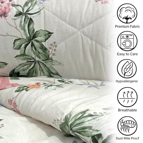 Image of MORADO Glace Cotton AC Comforter /Blanket /Quilt for Double Bed | Ultra Soft & Lightweight | All Season Reversible Comforter | Cozy Bedding for Home & Hotel | Size 90x100 Inches,Moon & Flower,Double