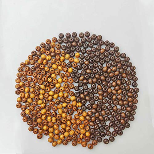 600pcs Natural Round Euro Wood and Coffee Colored Beads Wood Beads 8mm Diameter Wooden for DIY Jewelry Bracelet Makings
