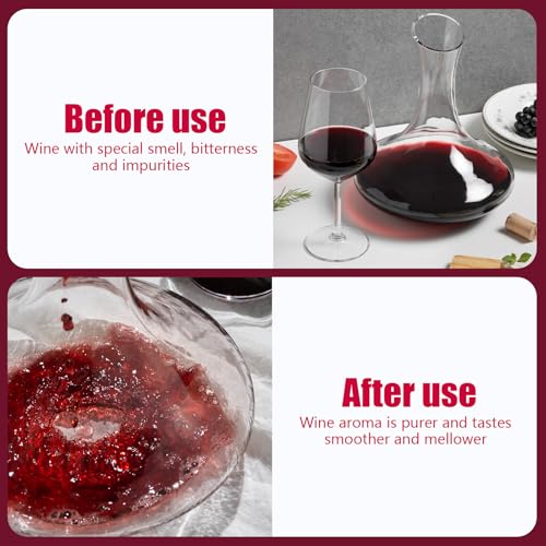 Homshsjhkis Decantador de Vino, Aireador Decantadores Vino con Filtro, Soporte de Base y Oxigenador, Instantáneo Portátil Juego Decantador, Porron Vino para Eliminar Cristales Tartrato, Sin BPA - imagen 4