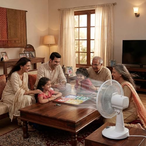 Image of amazon basics 16-Inch Table Fan | Tilting Head | 1400 RPM | Silent Operation | 400mm Sweep Length (Grey)