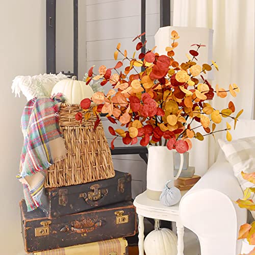 Agusbagli 6 Pcs Artificial Eucalyptus Leaves 28'' Tall Fall Flowers Leaf Greenery Stems Autumn Decorations For Home Wedding Centerpieces Thanksgiving Floral Arrangements #TOP4