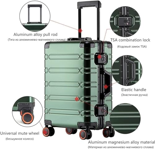 Luggage Travel Gear Silent Light Cabin Luggage Abrasion Resistance All-Aluminum Magnesium Alloy Trolley Case(A,29")4