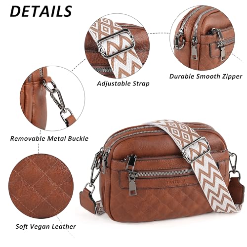 Image of TANTOMI Crossbody Bags for Women, 6-Pockets Cross Body Purse, Vegan Leather Handbags Shoulder Bag for Travel, Gifts for Women