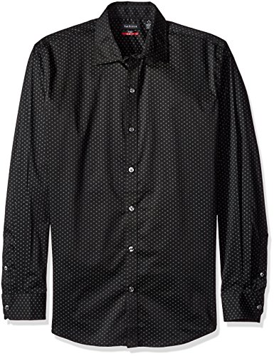 Van Heusen Men's Flex Long Sleeve Stretch Shirt, Black Dot, X-Large