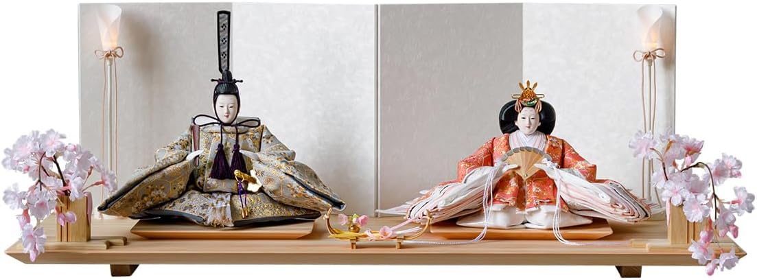 PREFER CLASSIC ひな人形 [檜台 白屏風 平飾り 油灯 人形小サイズ