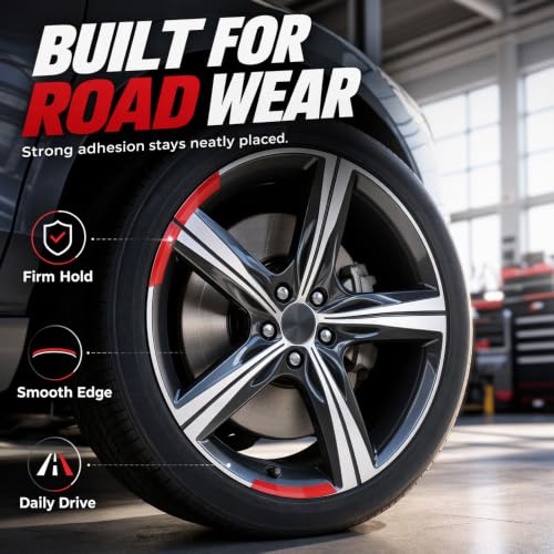 Image of Car Wheel Rim Reflective Decals,Stripes Stickers for 18-21 inch Wheels Tire Rim Decor (White)
