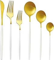 Vista 16 de Juego de cubiertos de 36 piezas de acero inoxidable 304 con acabado de manchas de color negro puro, cuchillo de vajilla de postre, tenedor, cuchara