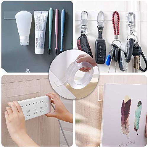 SansRealmL 3 Stück Nano Tape, Nano Klebeband Doppelseitig Stark, Magisches Mehrzweck-klebeband, Spurloses Waschbares Doppelseitiges Klebeband Transparent(groß 3 cm, mittel 2 cm, klein 1 cm)