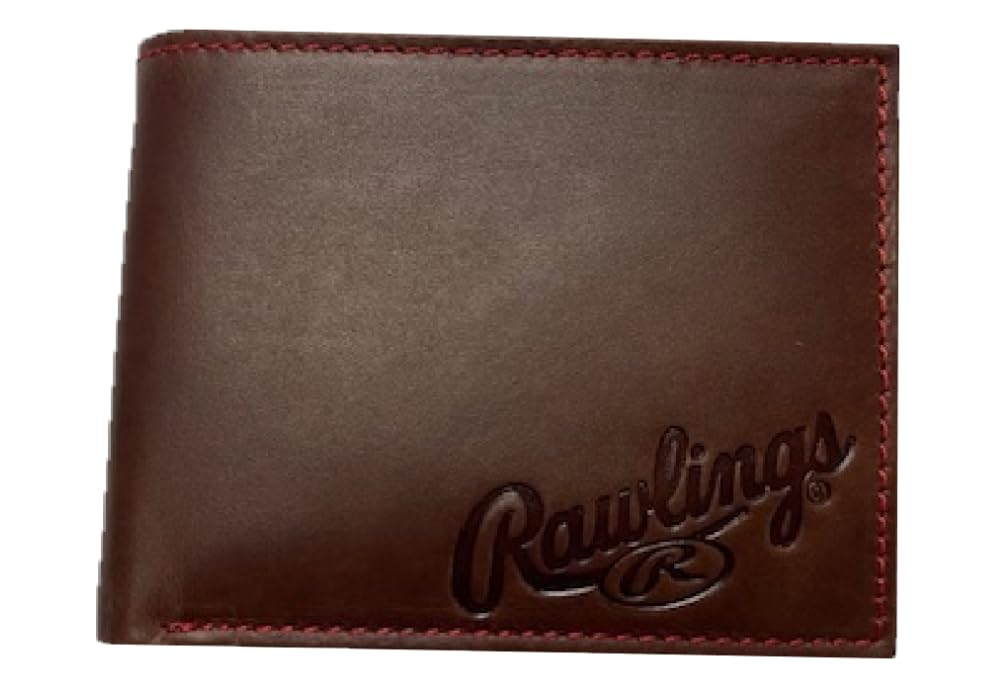 Rawlings | Men's Bifold Wallet Collection | Genuine Leather | Dark Brown | Debossed Logo