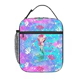 Rciokov Cute Mermaid Portable Lunch Bag Reusable Insulated Totes Lunch Box Thermal Cooler For Work O