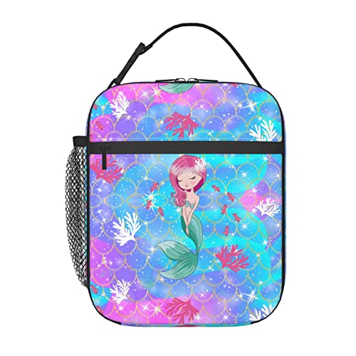 Rciokov Cute Mermaid Portable Lunch Bag Reusable Insulated Totes Lunch Box Thermal Cooler For Work Office Beach Picnic Camping #TOP24