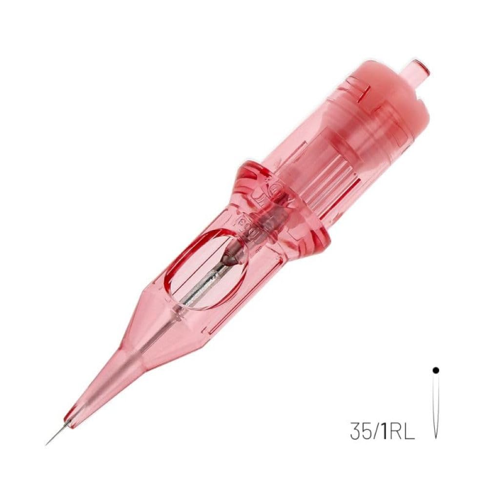 Kwadron Optima 20 Stück - 35/1RLLT - #12 0.35mm Round Liner - Long Taper - Professional Permanent Makeup - Tattoo PMU Nadeln Set Cartridges - Tattoo Zubehör für Augenbraue, Eyeliner, Lip Contour
