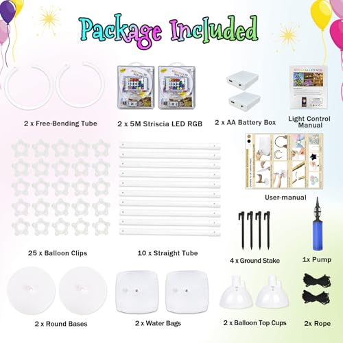 OurWarm 8.2FT & 6FT Lighted Balloon Arch Kit, Free Bending Top Balloon Arch Stand with Base, Half Arch Balloon Stand for Floor Balloon Column Kit for Wedding Birthday Baby Shower Party Decorations by OurWarm - Image 5