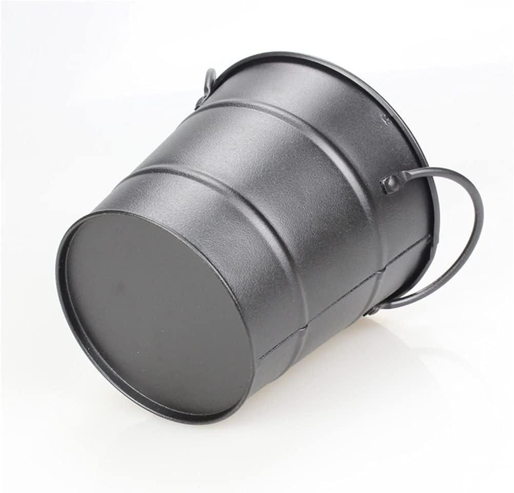 1PC Mini Ice Bucket Two Handles Portable Black Metal Container French Fries Buckets Pails for Bar Home Party