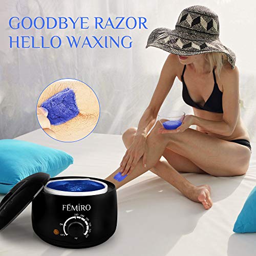 Wax Warmer, FFEMIRO Hair Removal Home Waxing Kit with 4 Flavors Stripless Hard Wax Beans(14.1oz)20 Wax Applicator Sticks for Full Body, Legs, Face, Eyebrows, Bikini Women Men Painless At Home Waxing