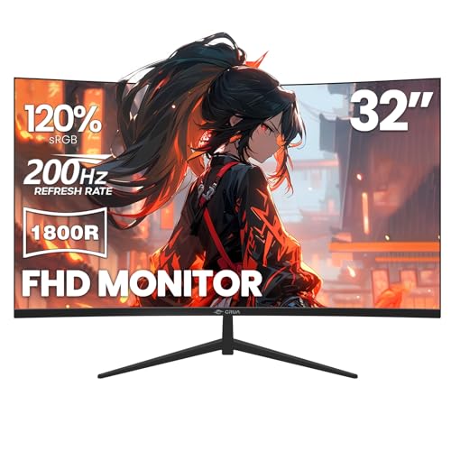Amazon.co.jp: CRUA 32インチ ゲーミングモニター 湾曲 200Hz フルHD