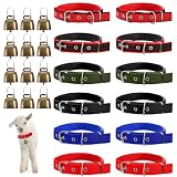 Coloch 12 Pack Goat Collars with Bells, Adjustable Nylon Sheep Collar with Anti-Lost Loud Cow Bells Small Copper Bronze Bells for Sheep, Cow, Goat, Dog