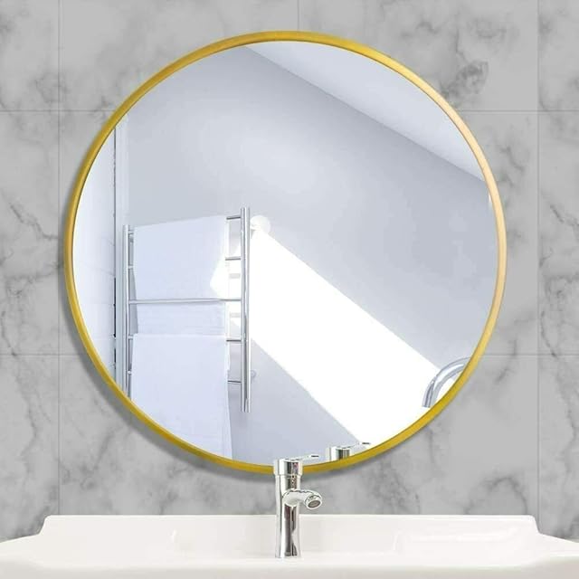 CARPRISTAR 50cm Metal Frame Large Gold Round Wall Mirror For Elegant Home Addition