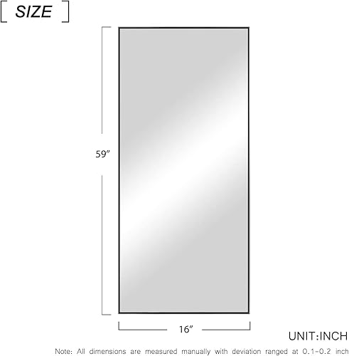 Miniatura 5 de MIRUO Espejo de cuerpo entero, espejo montado en la pared, espejo de piso, espejo de tocador, espejo de maquillaje, baño, dormitorio, sala de estar,