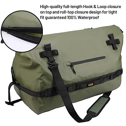 Mier Large Waterproof Duffel Bag Rolltop Dry Backpack Duffle Bags For Kayaking, Rafting, Boating, Swimming, Camping, Travel, Gym, Beach, 60L, Army Green #TOP2