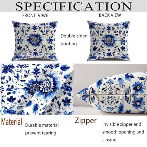 Housse coussin 80x80cm bleu velours taie oreiller grand format - 5
