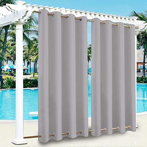 Rideau imperméable pour terrasse – Bloque la lumière du soleil – Œillets antirouille – Coupe-vent en haut et en bas pour tonnelle, porche, pergola –...