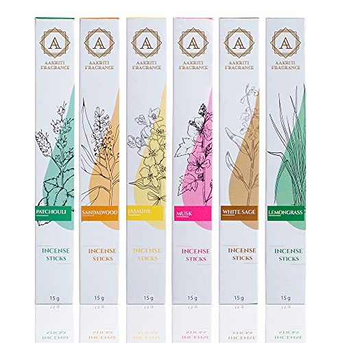 Aakriti Varillas de Incienso Surtido de Varillas orgánicas Masala Set 15 Gramos, Total 90 Gramos (Set 2)