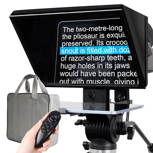 Geimrsy i2/12-inch professional teleprompter, tempered optical glass, all-metal structure, equipped with remote control and dedicated app, compatible with a wide range of devices
