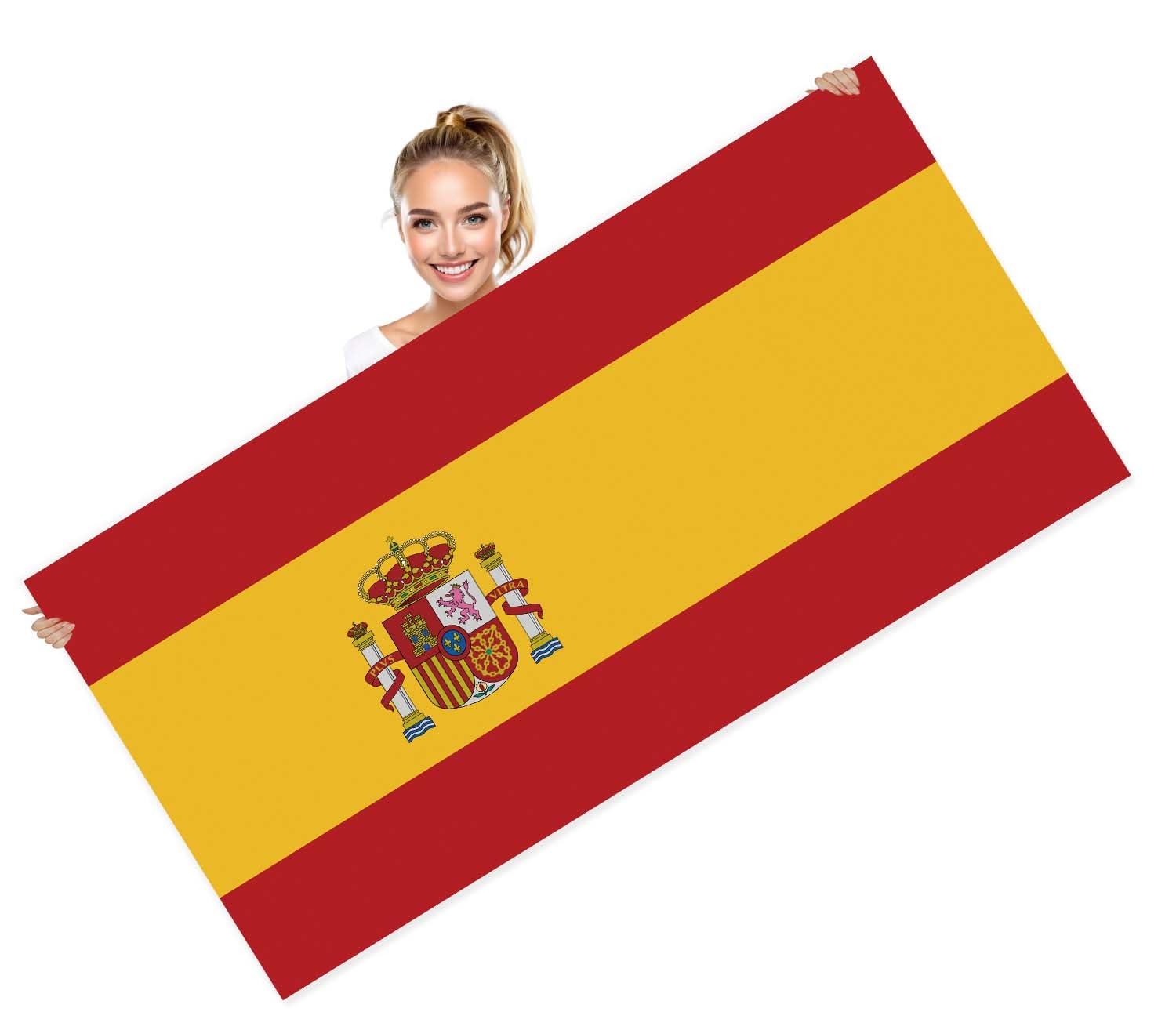 Petite Pine Spain 72 X 142 Cm Towel, 28 X 56 Inch Large Spanish Flag Soft Microfibre Sand Free Towel, Lightweight Thin Quick-Drying Towels For Sports, Travel, Pool Towel