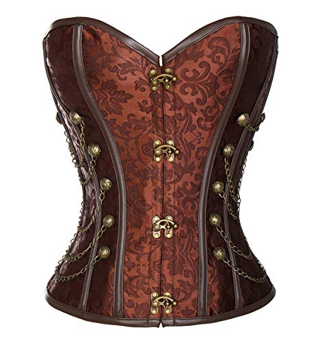 SLIMBELLE Steampunk Corsé Gótico Bustier Vintage Corset Top Brocado Estampado Negro&Blanco&Multicolor +...