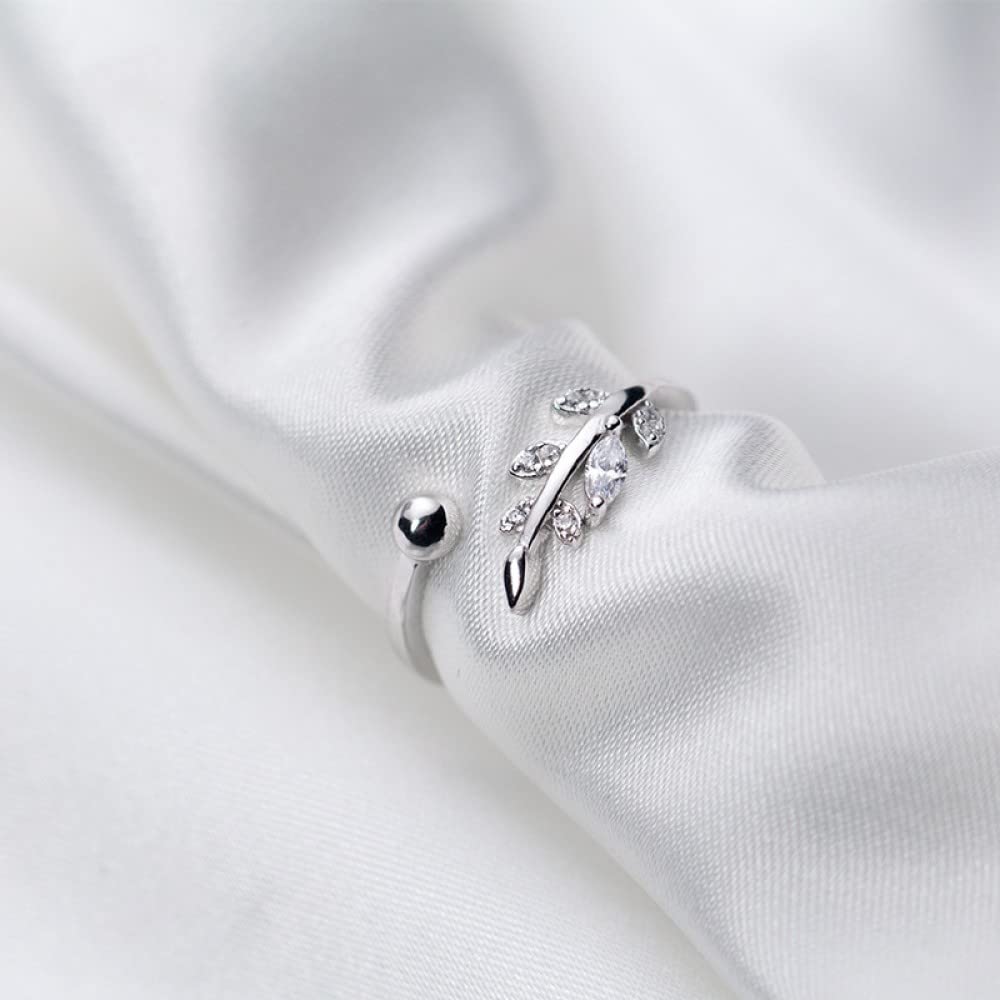 Anello In Argento Sterling 925,S925 Anello In Argento Sterling Con Foglie Anelli Regolabili Piccolo Anello Aperto Fresco In Argento Anello Per Il Pollice Anello Per Eternità Fascino Per Matrimoni G