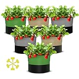 🥬 【TRANSPIRABLE Y GRAN DRENAJE】 - Nuestras bolsas de cultivo de plantas están hechas de tela de fieltro ecológica de alta calidad, el aire puede pasar a través de la bolsa de cultivo para ser respirado por las raíces de las plantas. Excelente poder de drenaje del agua, puede fluir automáticamente el exceso de líquido en el bolsa.